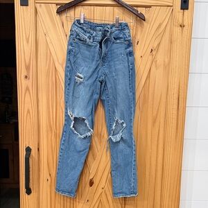 Old Navy Blue Distressed Straight Leg Jeans